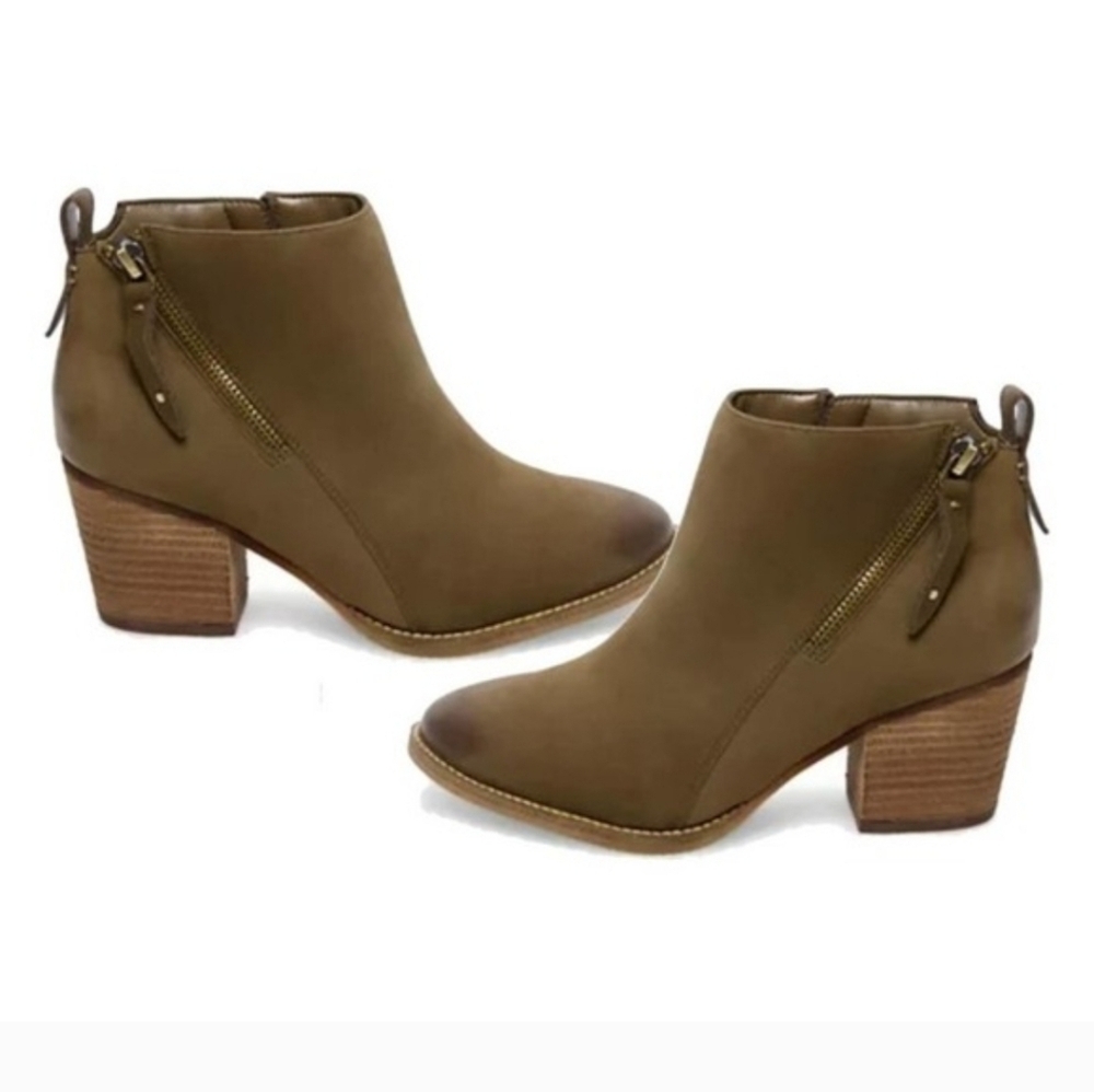 Aqua College Khaki Green Waterproof Heeled Ankle Booties - Picture 1 of 6